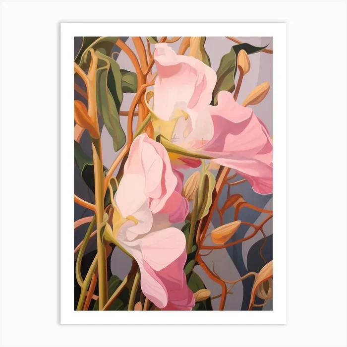 Sweet Pea 4 Flower Painting Art Print by Botanic Studio