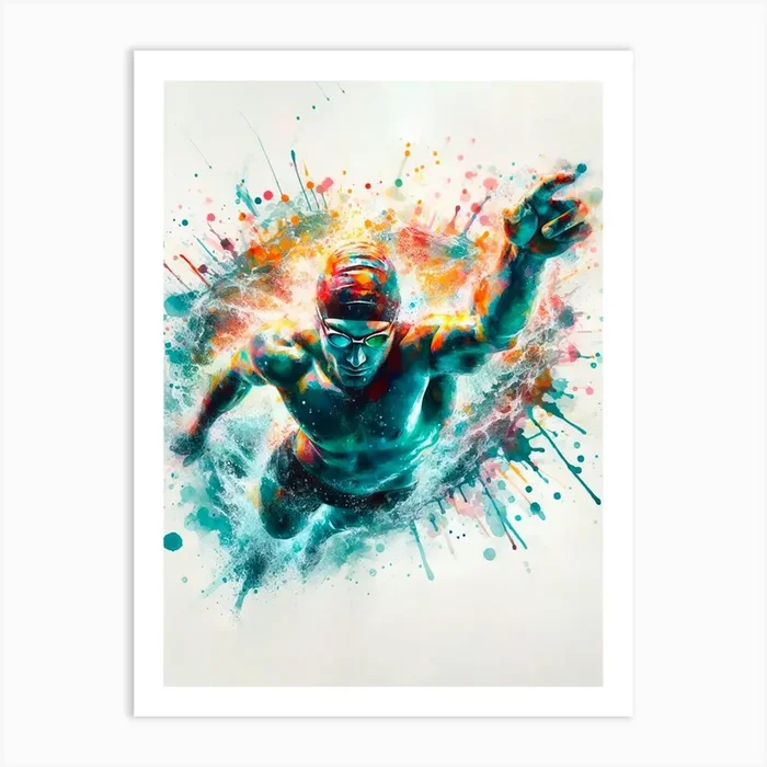 Swimmer In The Water Art PrintV by viart.