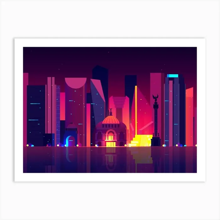 Synthwave Neon City – Mexico [synthwave/vaporwave/cyberpunk] — aesthetic poster, retrowave poster, neon poster Art Print by Synthwave1950