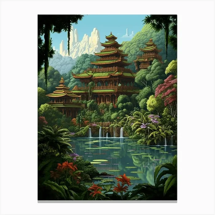 Taman Negara Sinharaj Pixel Art 1 Canvas Print by PixelPerfect