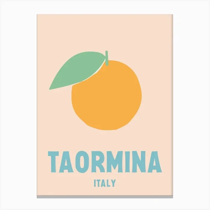 Taormina, Italy, Graphic Style Poster 2 Canvas Print by Mambo