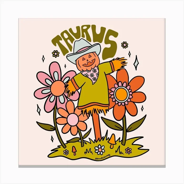 Taurus Scarecrow Canvas Print by Doodle By Meg