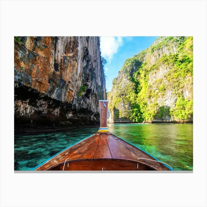Thailand. Boat view. Maya Bay #3 Canvas Print by Synthwave1950