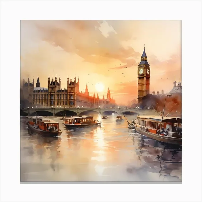 Thames Tranquility Canvas Print by Quantum Vivid Digital Art