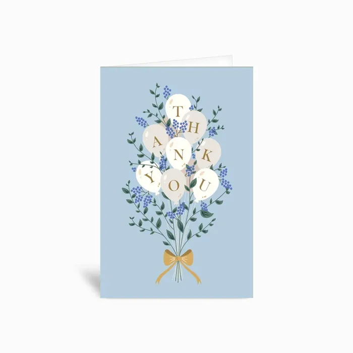 Thank You Blue Greetings Card by Vesna Skornsek