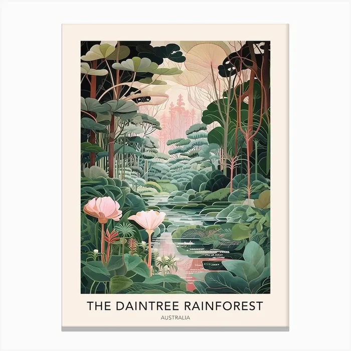 The Daintree Rainforest Australia Travel Poster Canvas Print by The Art of Adventure