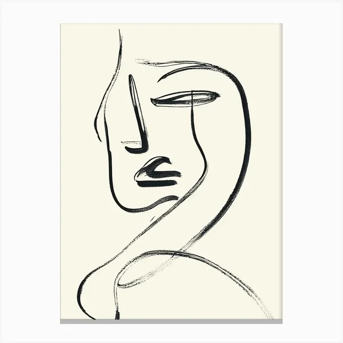 The Face Abstract Portrait of a Woman Canvas Print by The Printable Studio