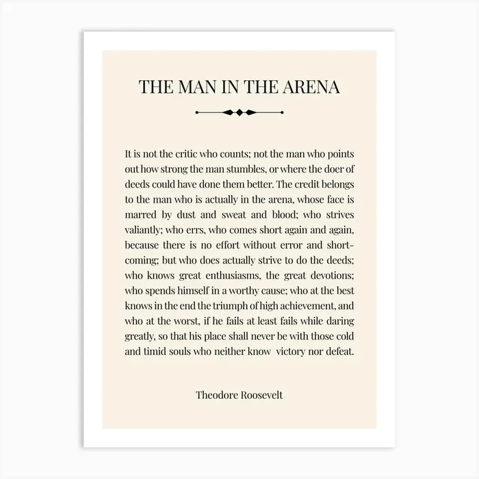 The Man In The Arena: Vintage Edition 1 Art Print by Paigaam Studio