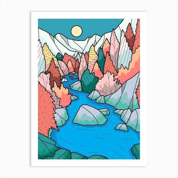 The River Valley Art Print by Swadeillustrations