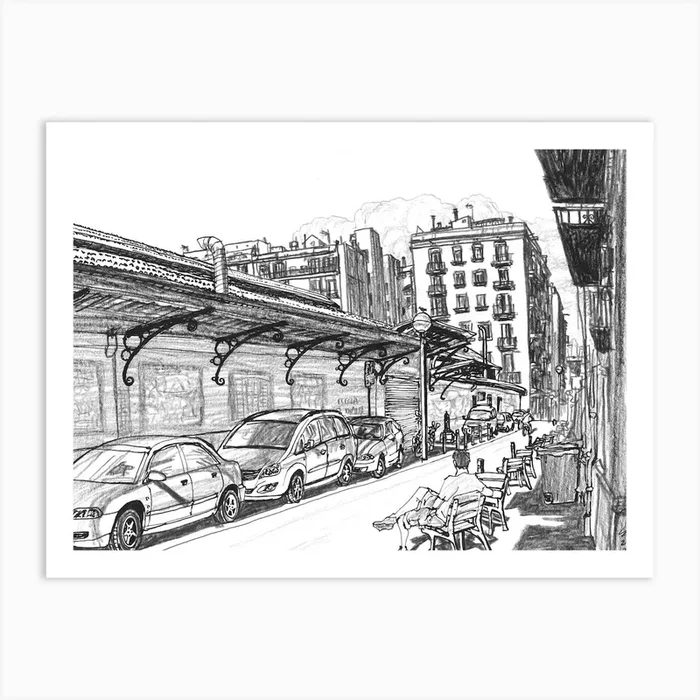 The Road In Front Of The Local Market Art Print by Asobōze