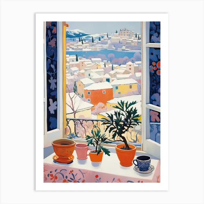 The Windowsill Of Dubrovnik Croatia Snow Inspired By Matisse 1 Art Print by Urban Vistas
