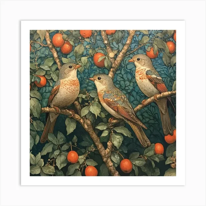 Three Birds In A Tree Art 1 Art PrintS by Saiful