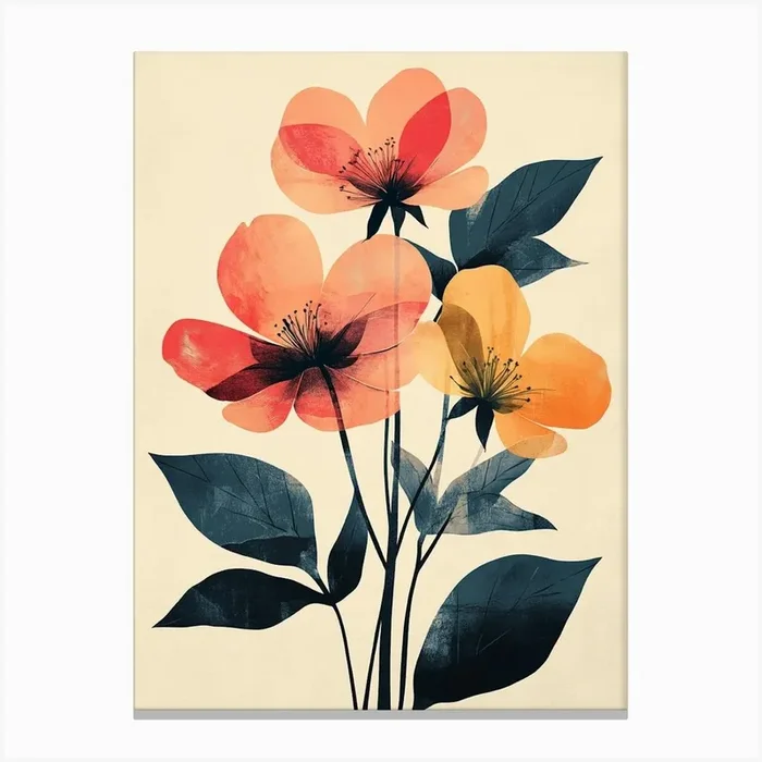 Three Flowers In A Vase 1 Canvas PrintS by Shadesigns