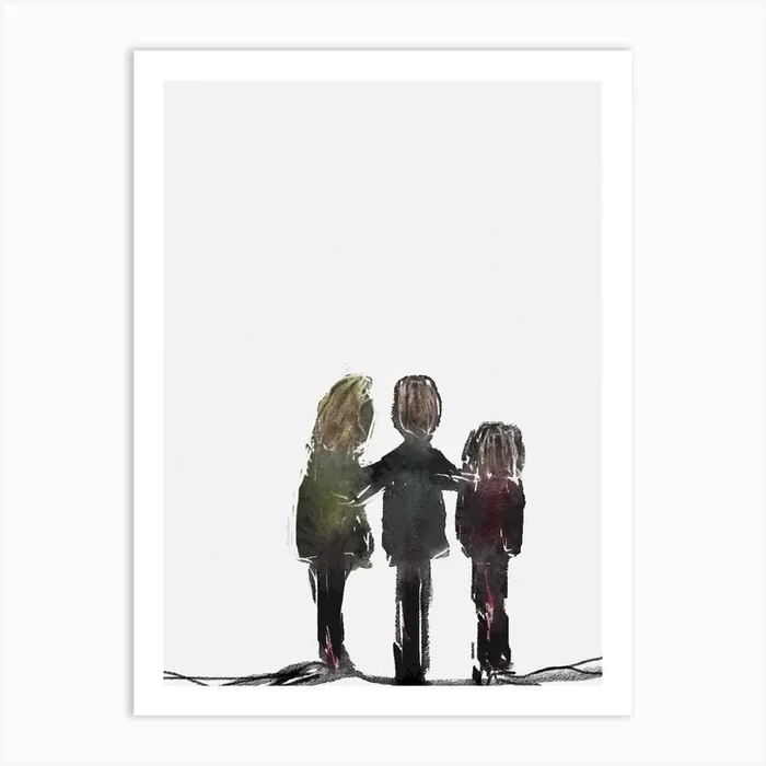 Three People Holding Hands Art Print by jacquelyn ready designs