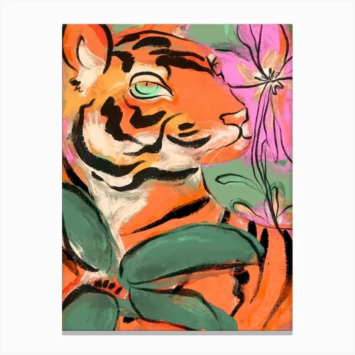 Tiger In Jungle No 2 Canvas Print by Treechild