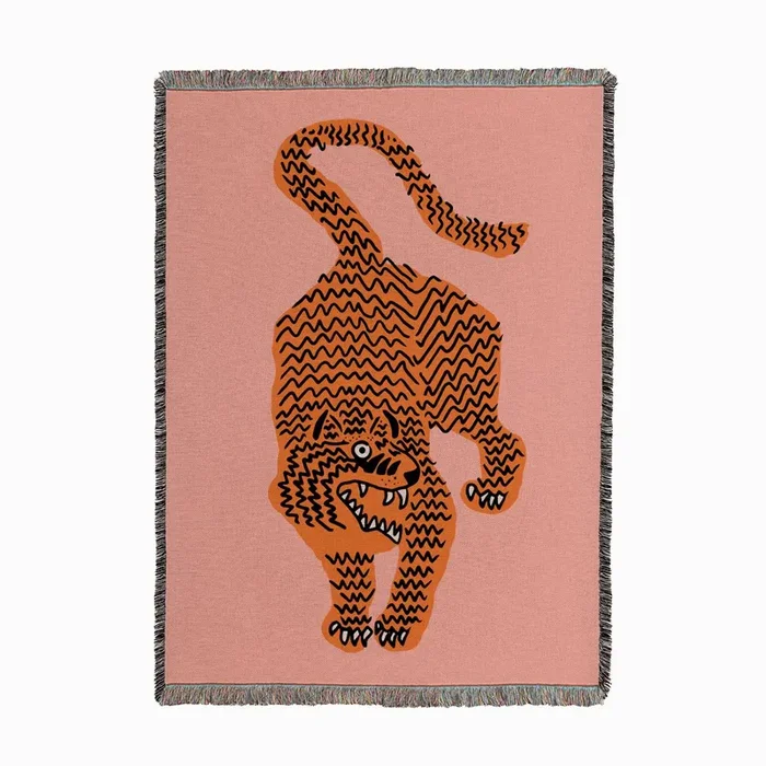 Tiger Pink Woven Throw by Camille Gressier Textiles