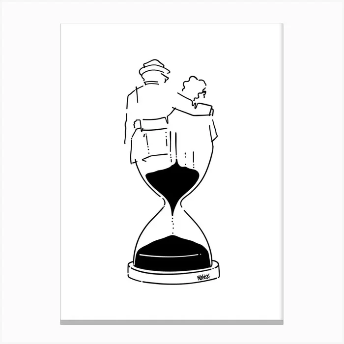 Time Do Not Wait Canvas Line Art Print by Ninhol