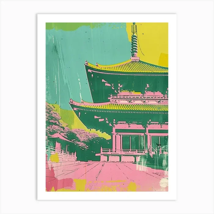 Todai Ji Temple Duotone Silkscreen 2 Art Print by Japan Journey