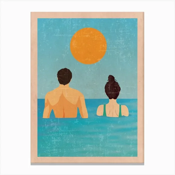 Together Swim Canvas Print by WallChart Prints