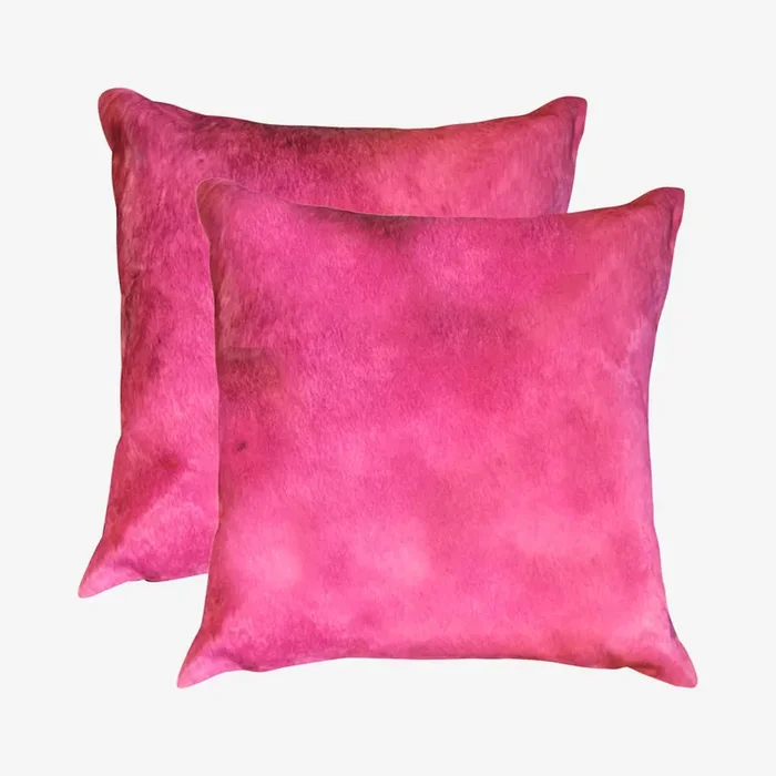 Torino Cowhide Square Pillows – Fuchsia – Set of 2 by Natural