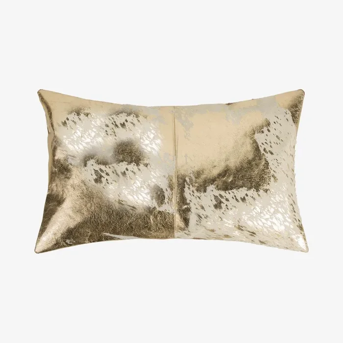 Torino Scotland Cowhide Pillow – Natural / Gold by Natural