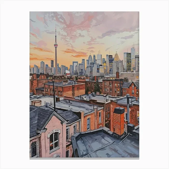 Toronto Rooftops Morning Skyline 4 Canvas Print by Urban Vistas