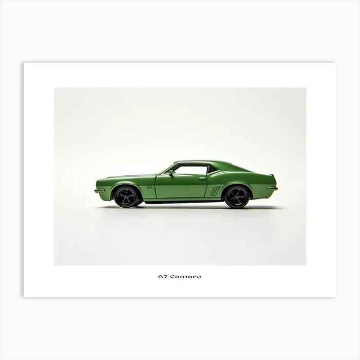 Toy Car 67 Camaro Green Poster Art Print by Scribble Studio