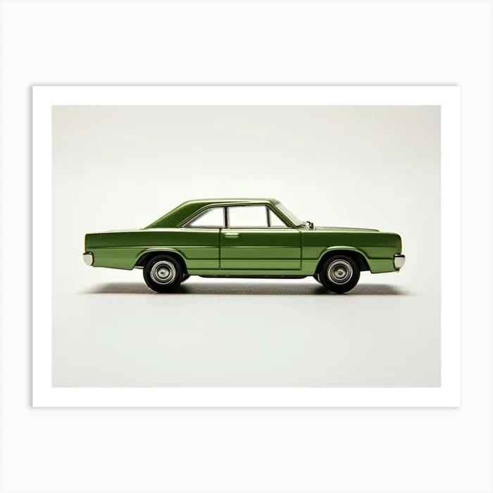 Toy Car 68 Dodge Dart Green Art Print by Scribble Studio