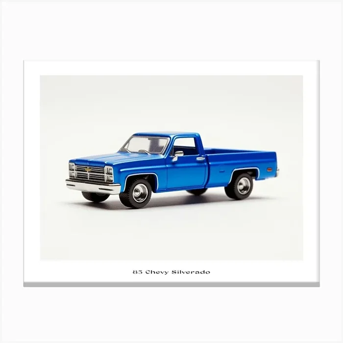 Toy Car 83 Chevy Silverado Blue Poster Canvas Print by Scribble Studio