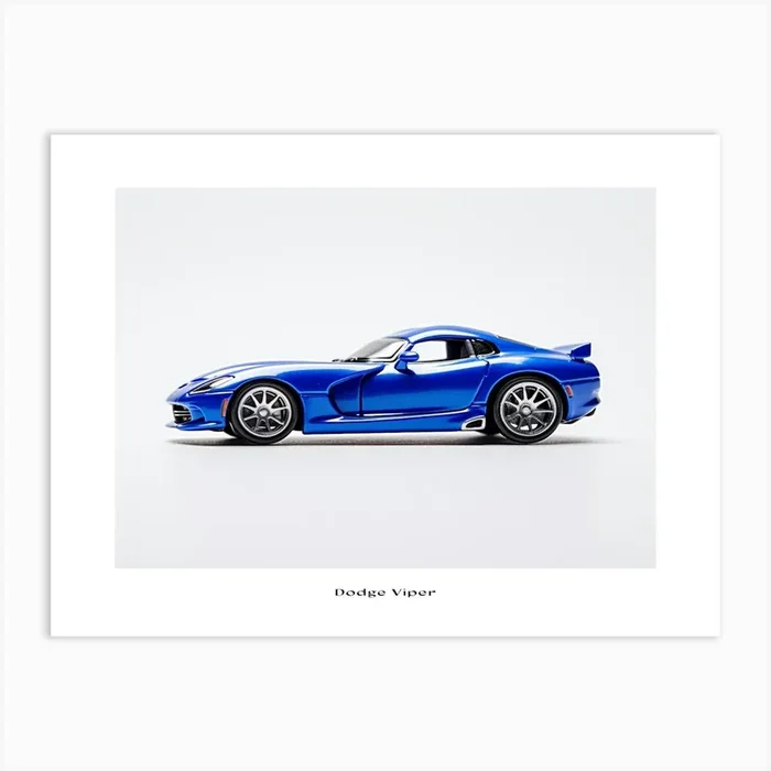 Toy Car Dodge Viper Blue Poster Art Print by Scribble Studio