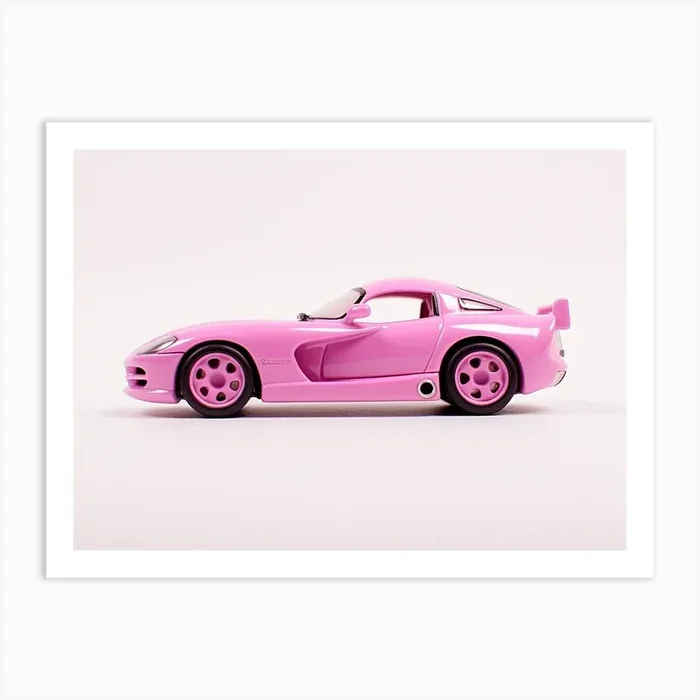 Toy Car Dodge Viper Pink Art Print by Scribble Studio
