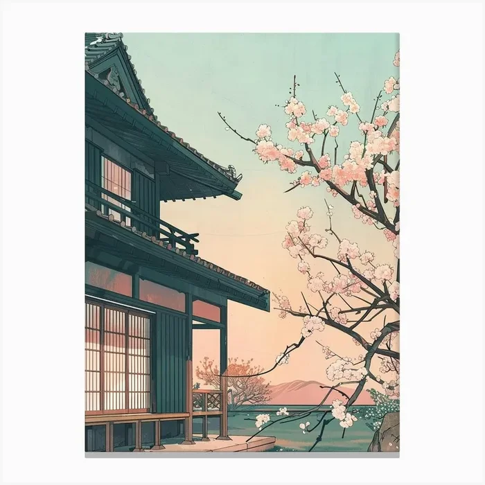 Toyama Japan 1 Retro Illustration Canvas Print by Japan Journey