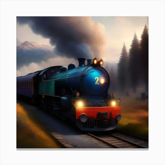 Train In The Mountains Canvas PrintK by Kristina