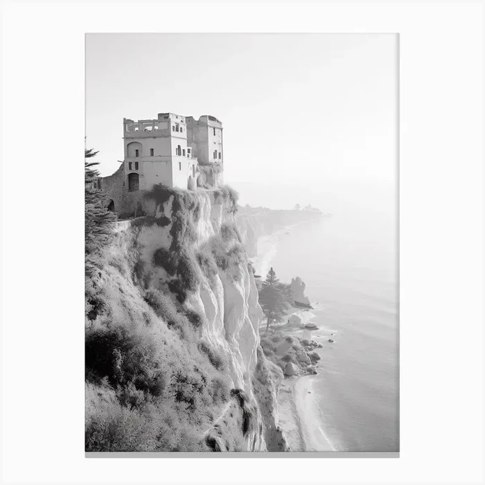 Tropea, Italy, Black And White Photography 2 Canvas Print by Monochrome Vistas