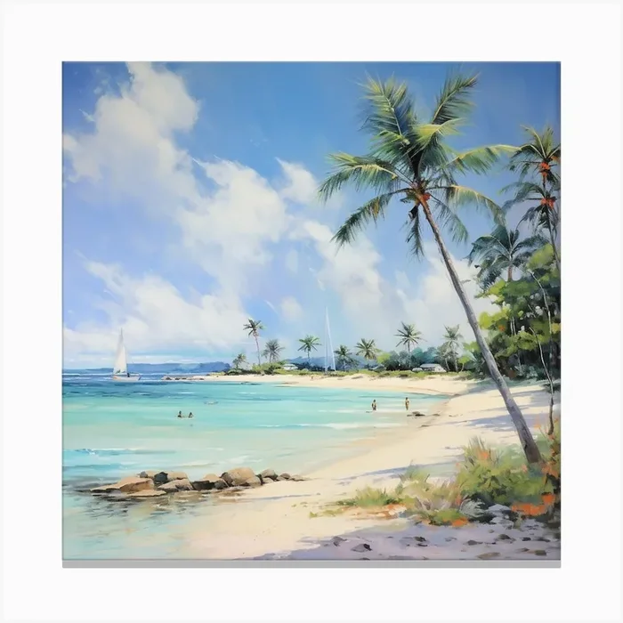 Tropical Beach Canvas Print by PaigeDesigns