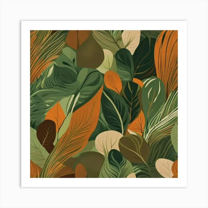 Tropical Leaves Pattern Art Print by FATSLIM