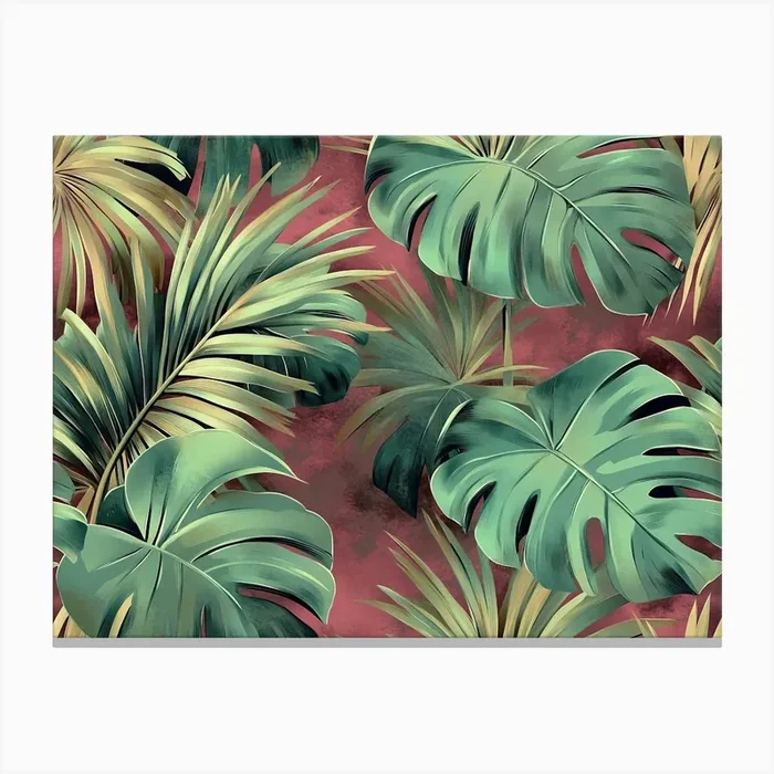 Tropical Seamless Pattern With Exotic Flowers And Leaves 8 Canvas Print by Divine Studio
