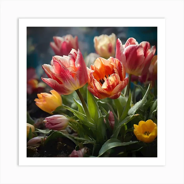 Tulips In The Garden Art Print by FATSLIM