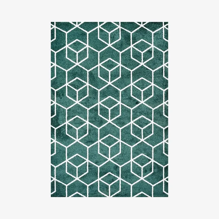 Tumbling Blocks Area Rug – Green / White by JONATHAN Y