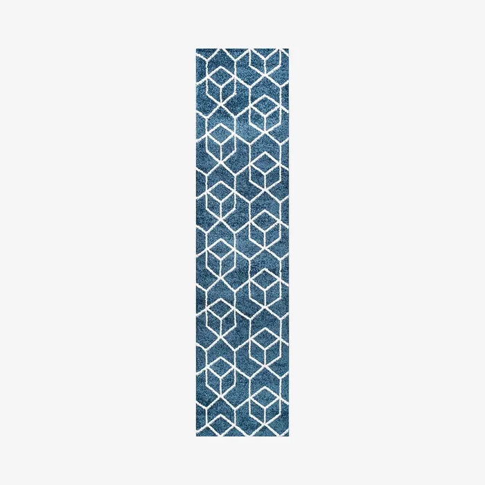 Tumbling Blocks Runner Rug – Navy / White by JONATHAN Y