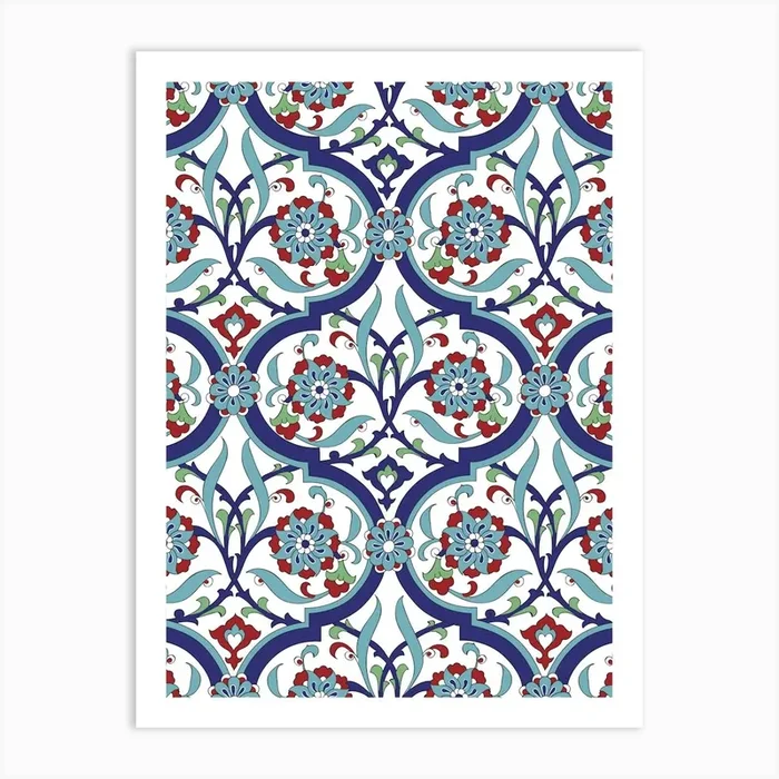 Turkish Tile Pattern — Iznik Turkish pattern, floral decor Art Print by Synthwave1950