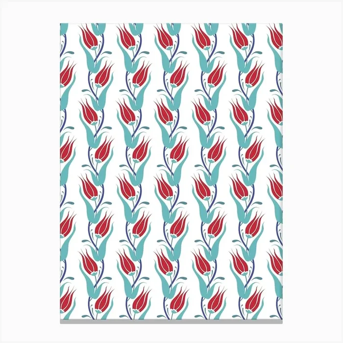 Turkish Tulips — Iznik Turkish pattern, floral decor Canvas Print by Synthwave1950