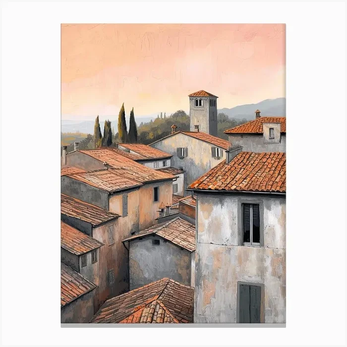Tuscany Rooftops Morning Skyline 4 Canvas Print by Urban Vistas