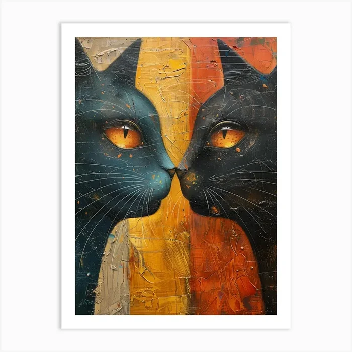 Two Cats Kissing Art Print by DamianLuna