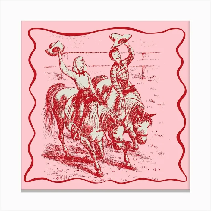 Two Cowboys Riding Horses 1 Canvas PrintKS by Kitty Strand