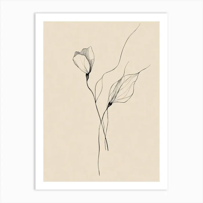 Two Flowers On A Beige Background Art PrintS by Shadesigns