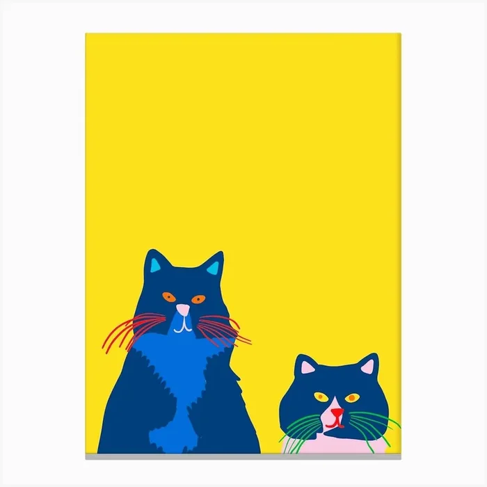 Two Grumpy Cats Looking Out The Window Canvas Print by Molly Gransden
