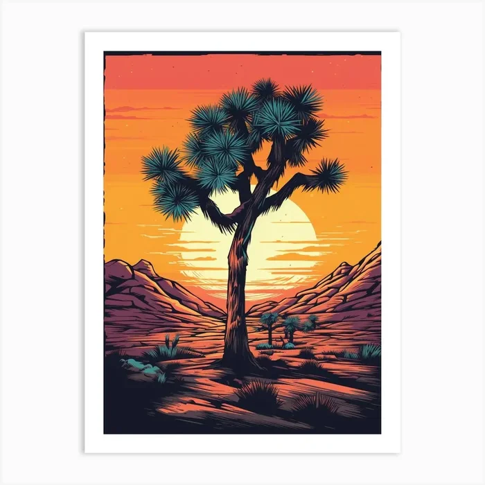 Typical Joshua Tree In Retro Illustration (2) Art PrintTP by TreeTopia Prints