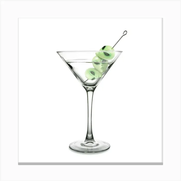 Ufo Martini Square Canvas Print by 360brain