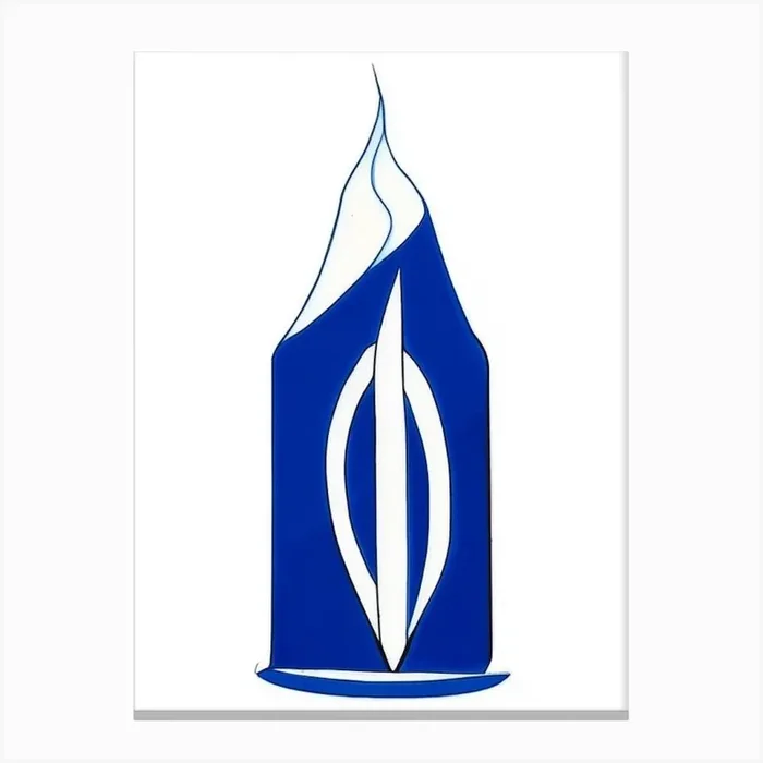 Unity Candle 3 Symbol Blue And White Line Drawing Canvas PrintSE by Symbolic Expressions